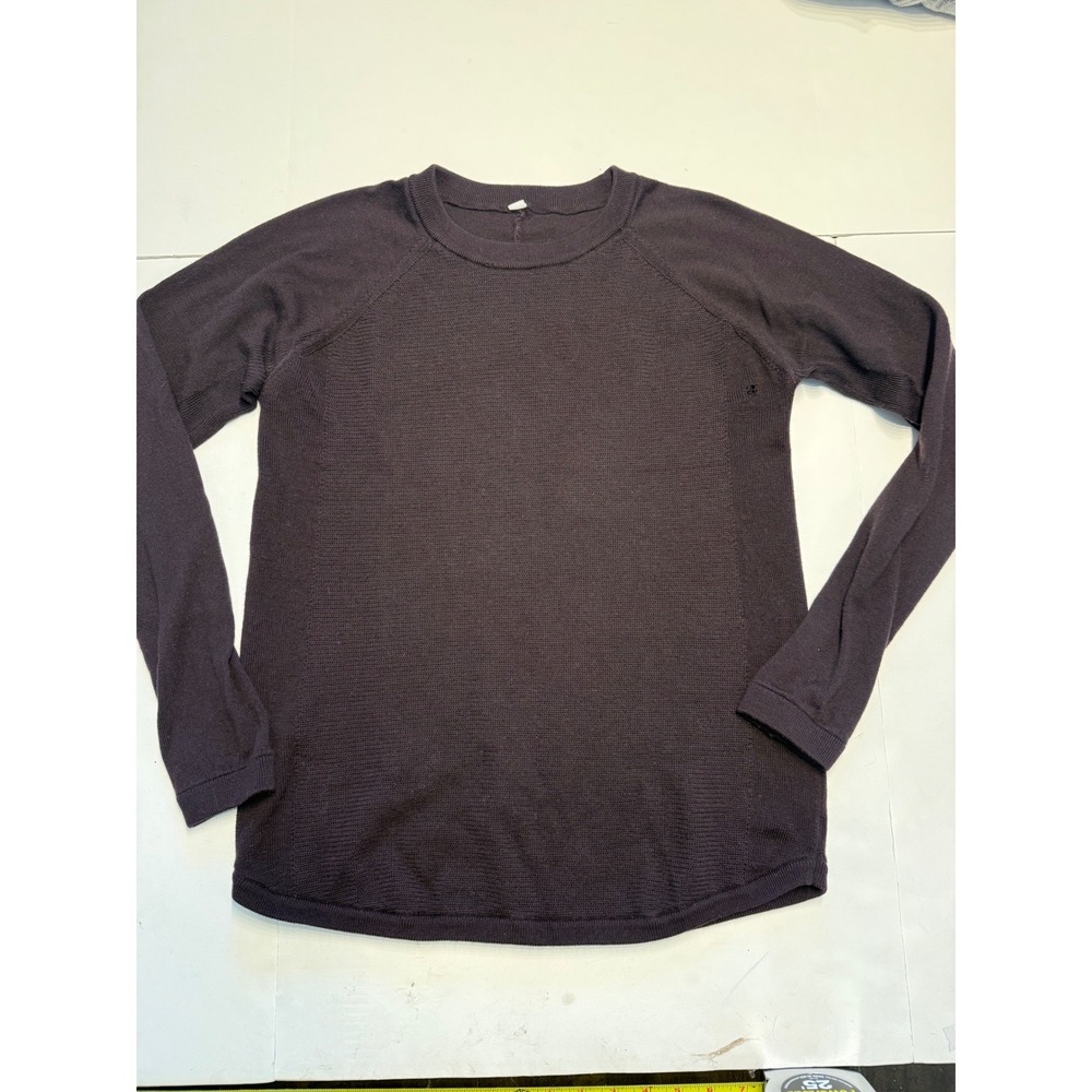 Lululemon Long Sleeve Knit Top Purple Raglan Thumbholes Logo Sweater